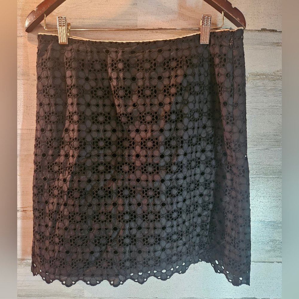 NEW J Crew Black Lace Floral Skirt Mini Skirt Womens Size 6